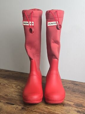 Hunter Womens Original Tall Rain Boots Red Sz 7/38 Barncore Mudd Boots Farmhouse